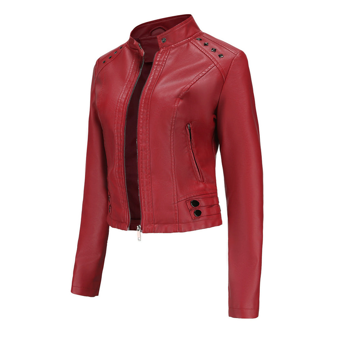 Valenzora | Elegant leather jacket with unique details for women