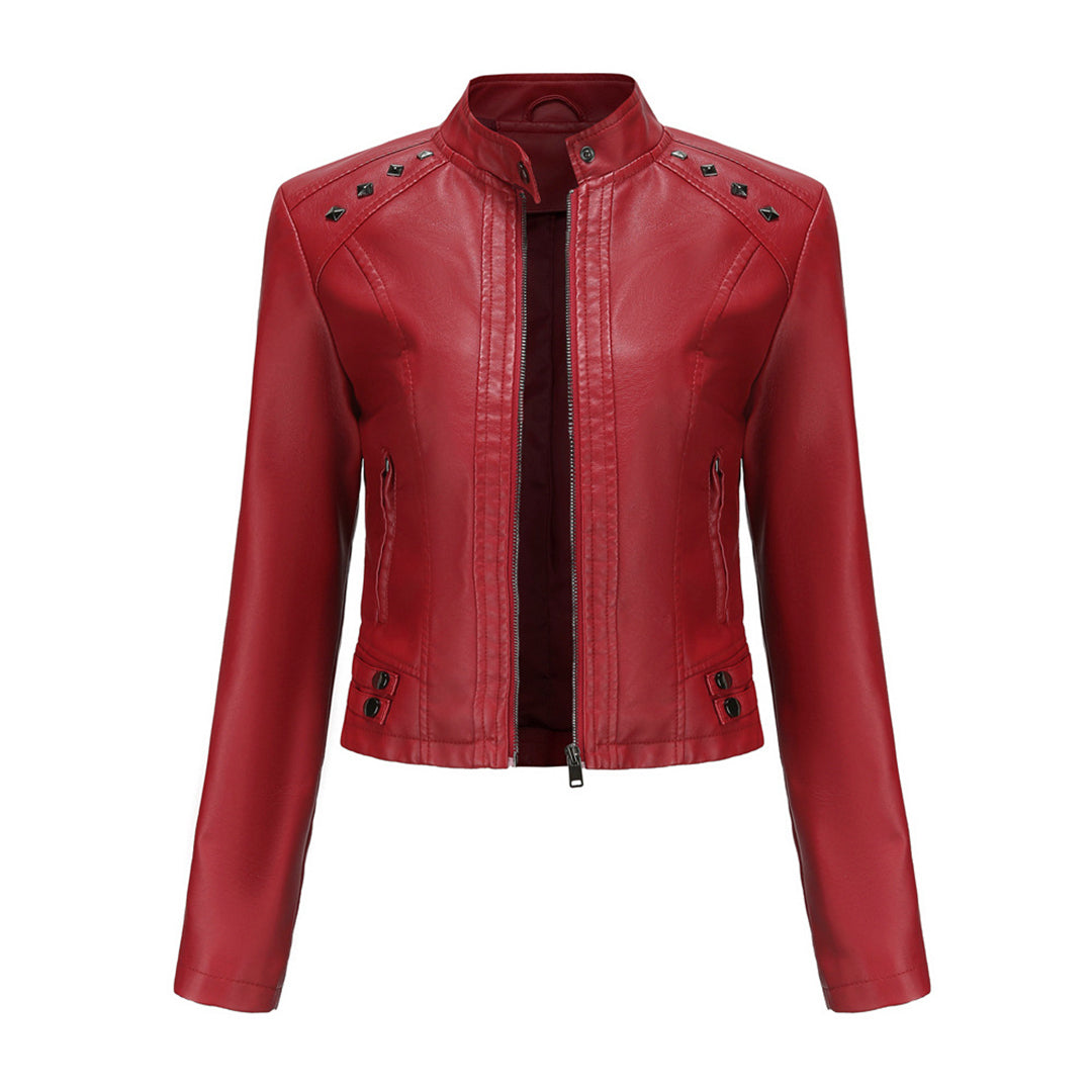 Valenzora | Elegant leather jacket with unique details for women