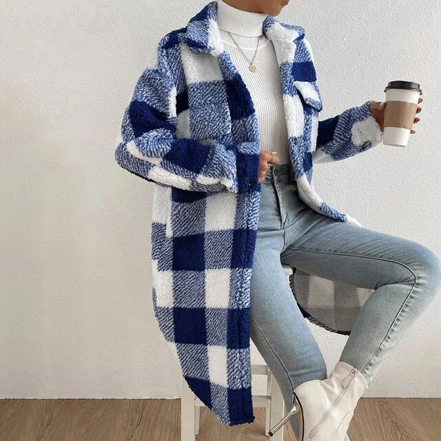 Valenzora | Karierte Damenjacke mit Polarfleece