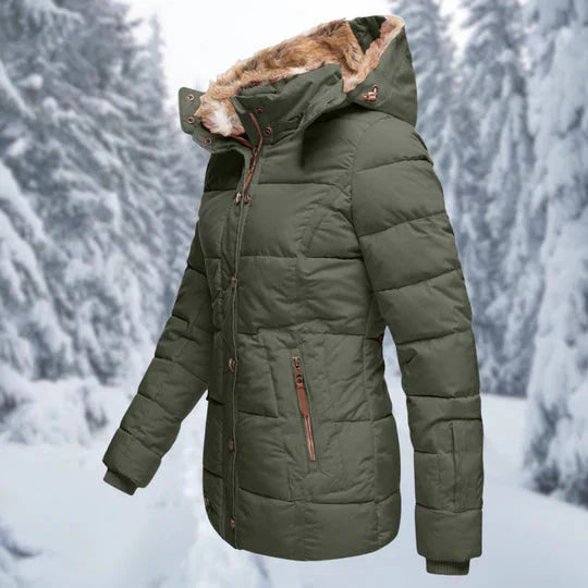Valenzora - Hooded fur-lined puffer jacket for women