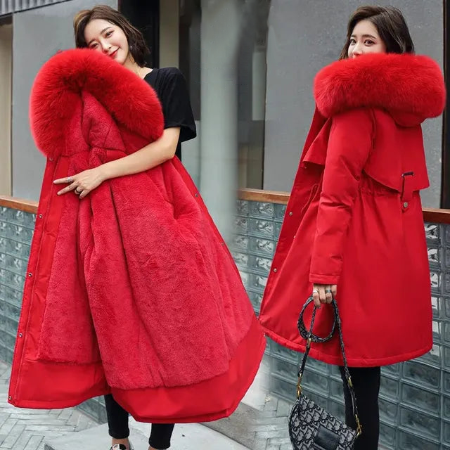 2026 Long New Coat with Hood and Soft Collar
