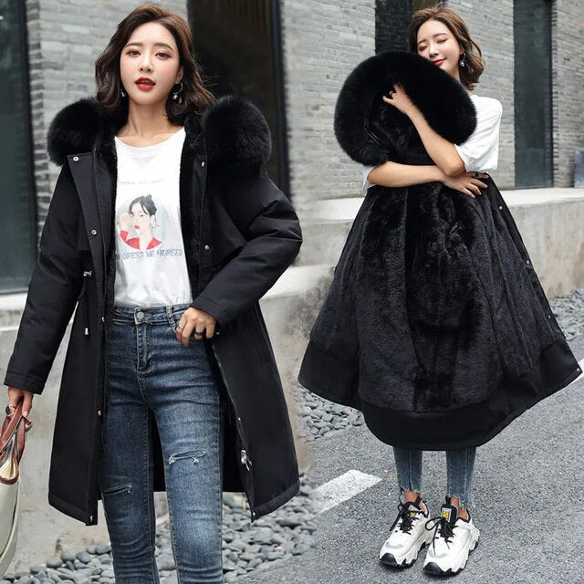 2026 Long New Coat with Hood and Soft Collar