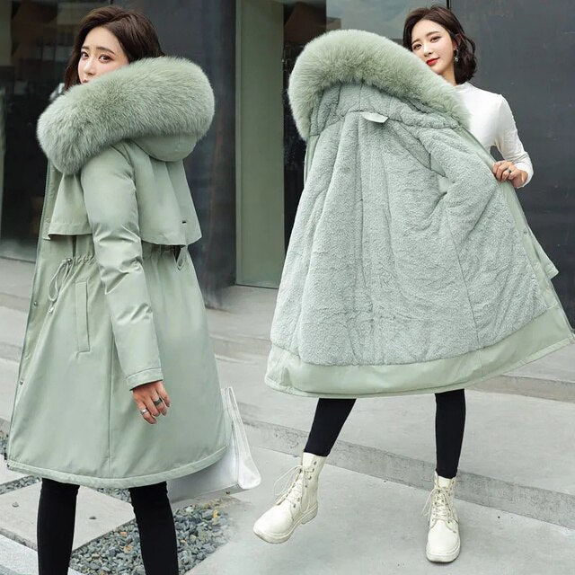 2026 Long New Coat with Hood and Soft Collar