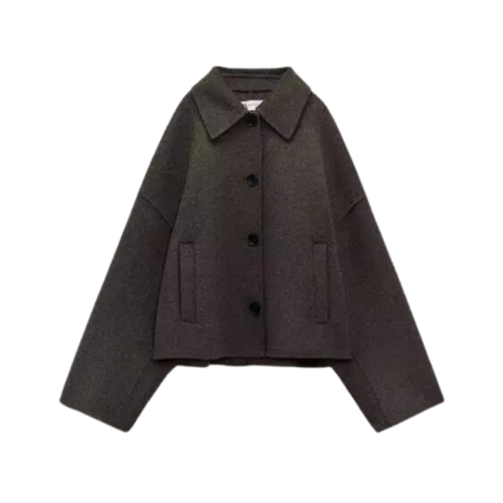 Valenzora | Single-breasted, relaxed fit, short wool coat, wool trench coat for women