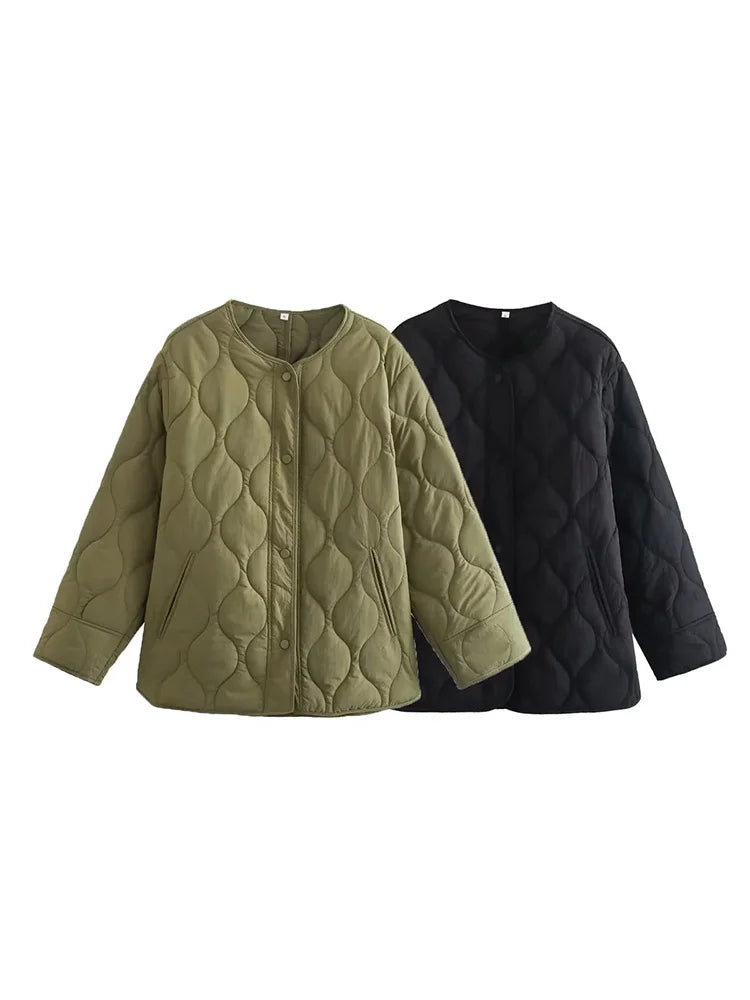 Valenzora – Wattierte Oversized-Jacke mit Druckknöpfen