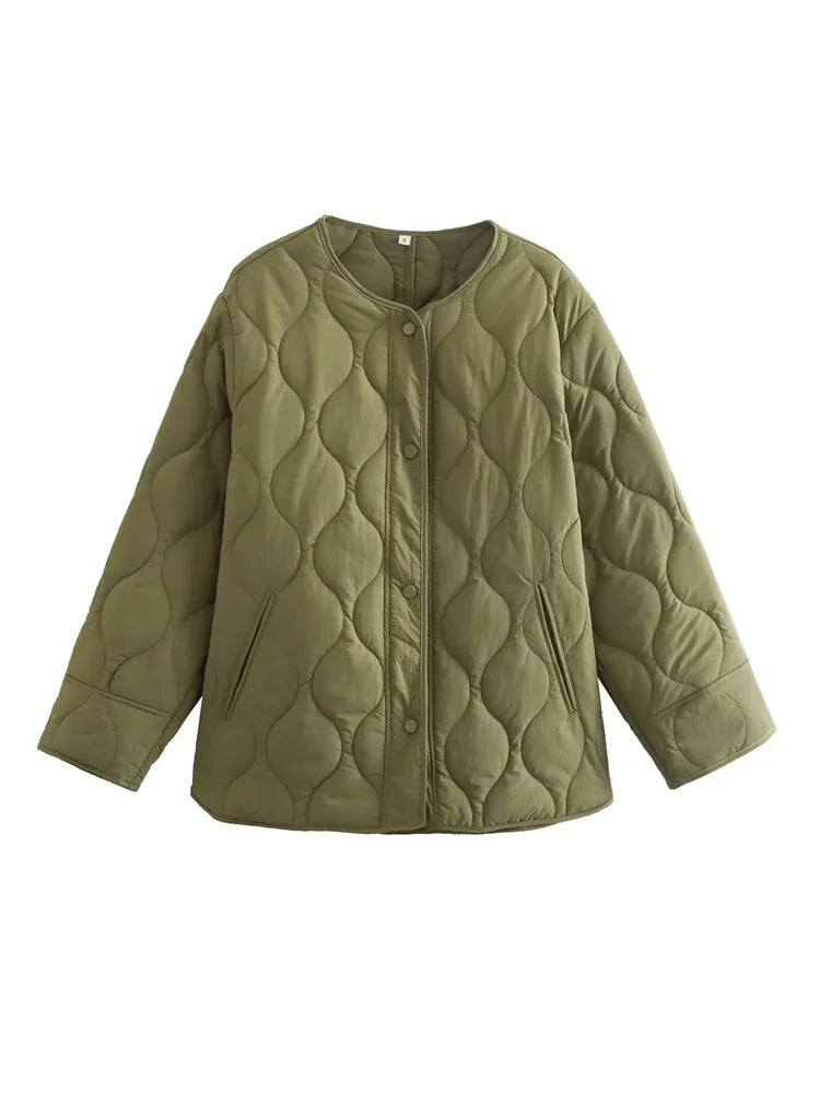 Valenzora – Wattierte Oversized-Jacke mit Druckknöpfen