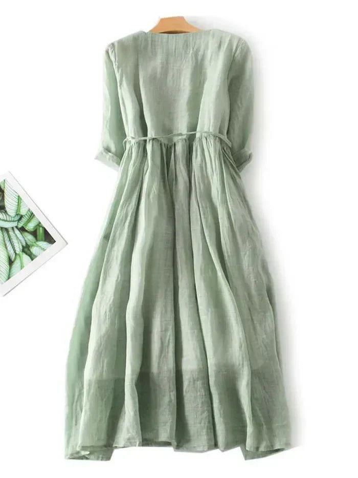 Amaya™ - Elegant Linen Dress