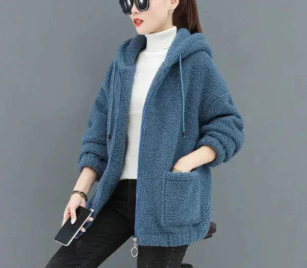 Valenzora | Casual autumn fleece vest with hood for women