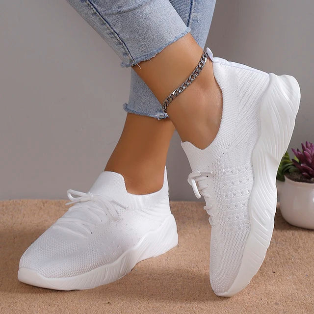 Damen Schnür-Sneaker aus atmungsaktivem Mesh