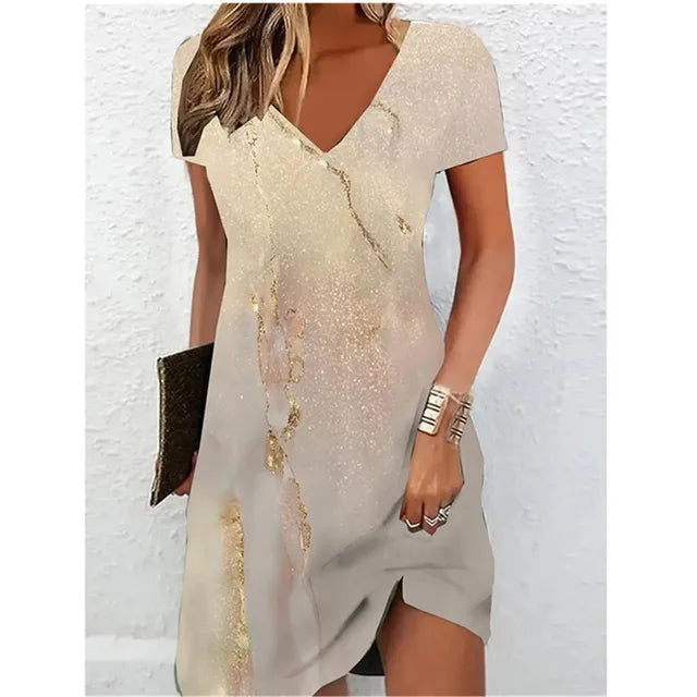 Valenzora | Beige glitter cocktail dress