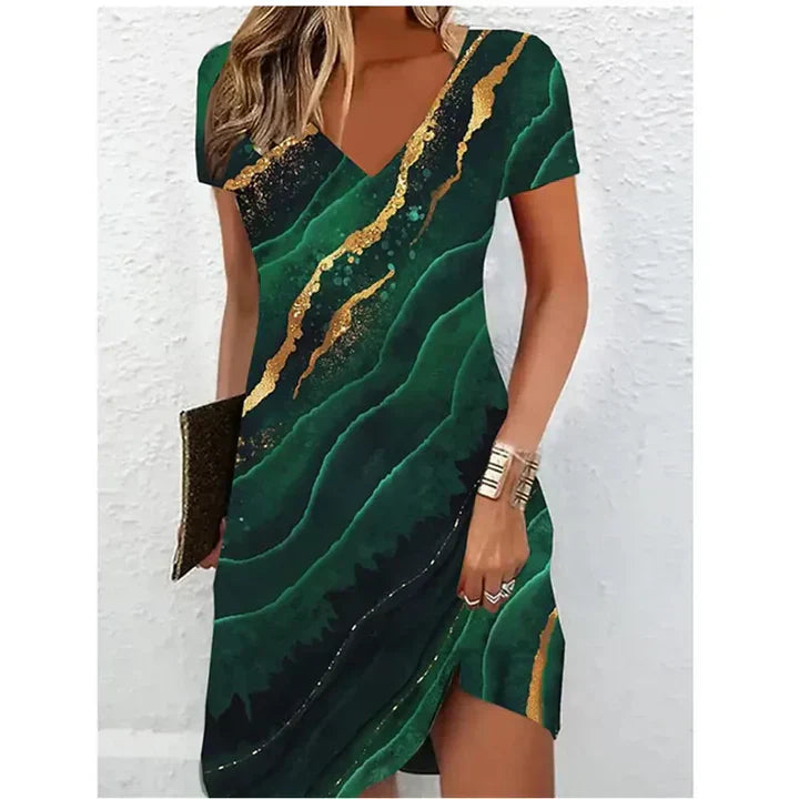 Valenzora | Beiges Glitzer-Cocktailkleid