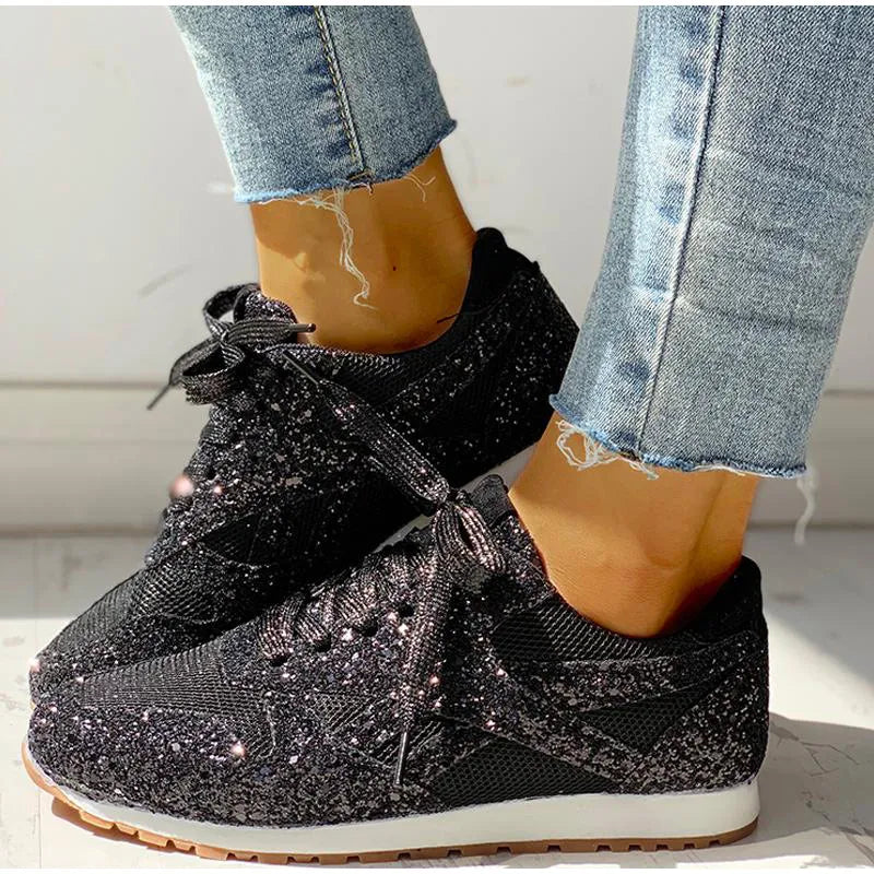 Valenzora | Glittery sequined sports shoes