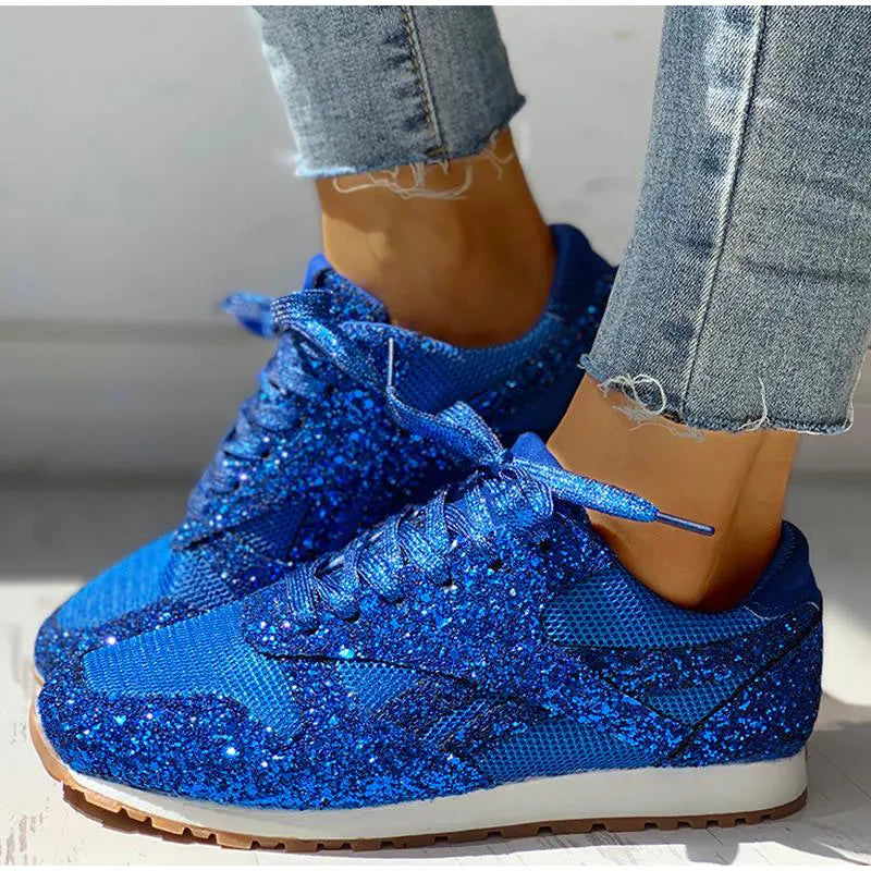Valenzora | Glittery sequined sports shoes