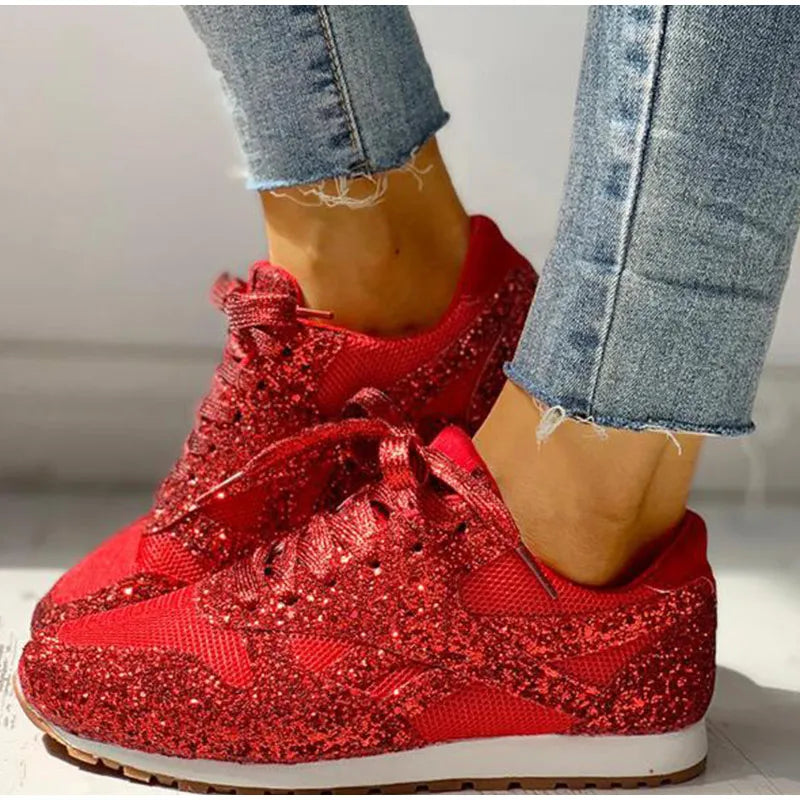 Valenzora | Glittery sequined sports shoes