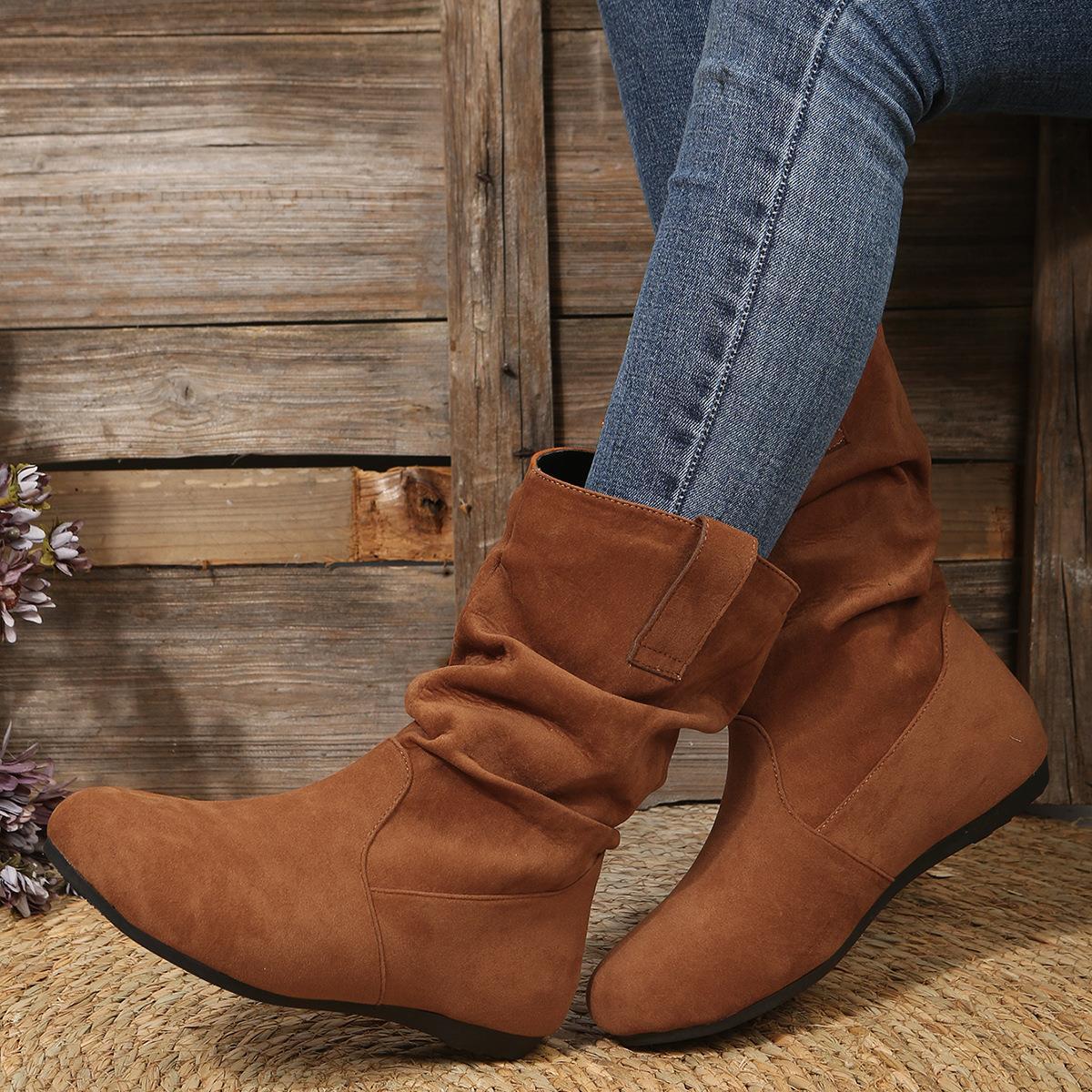 Valenzora | Plüschstiefel mit flachen Sohlen