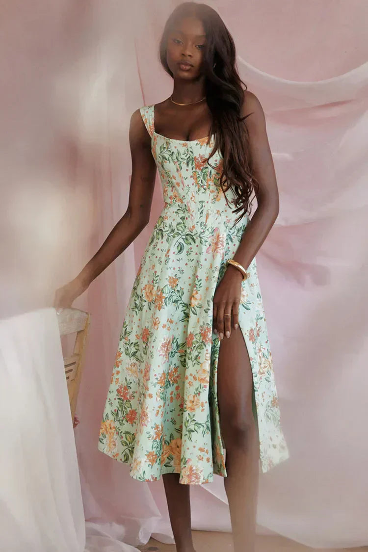 Valenzora | Printed floral dress, corset style