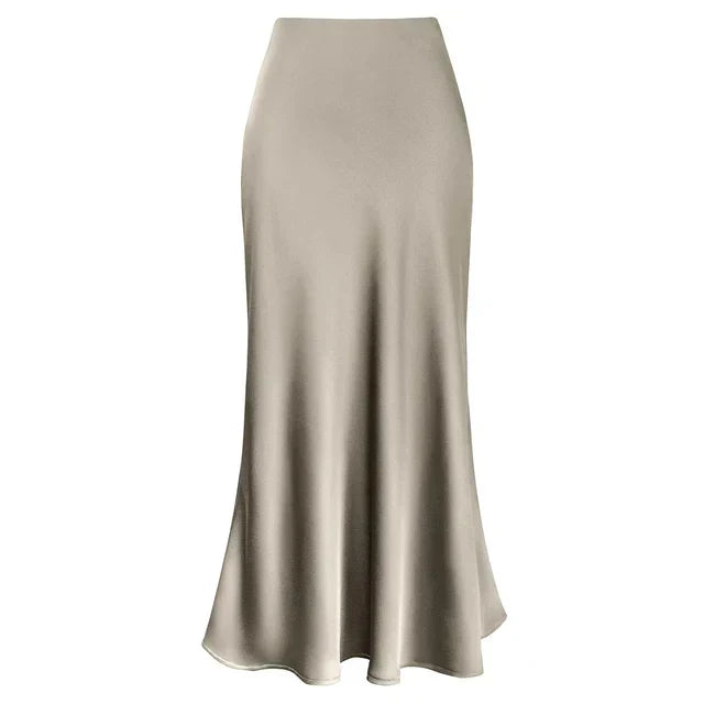 Valenzora | Fashion Long Shiny Satin Skirt
