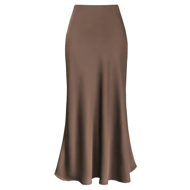 Valenzora | Fashion Long Shiny Satin Skirt