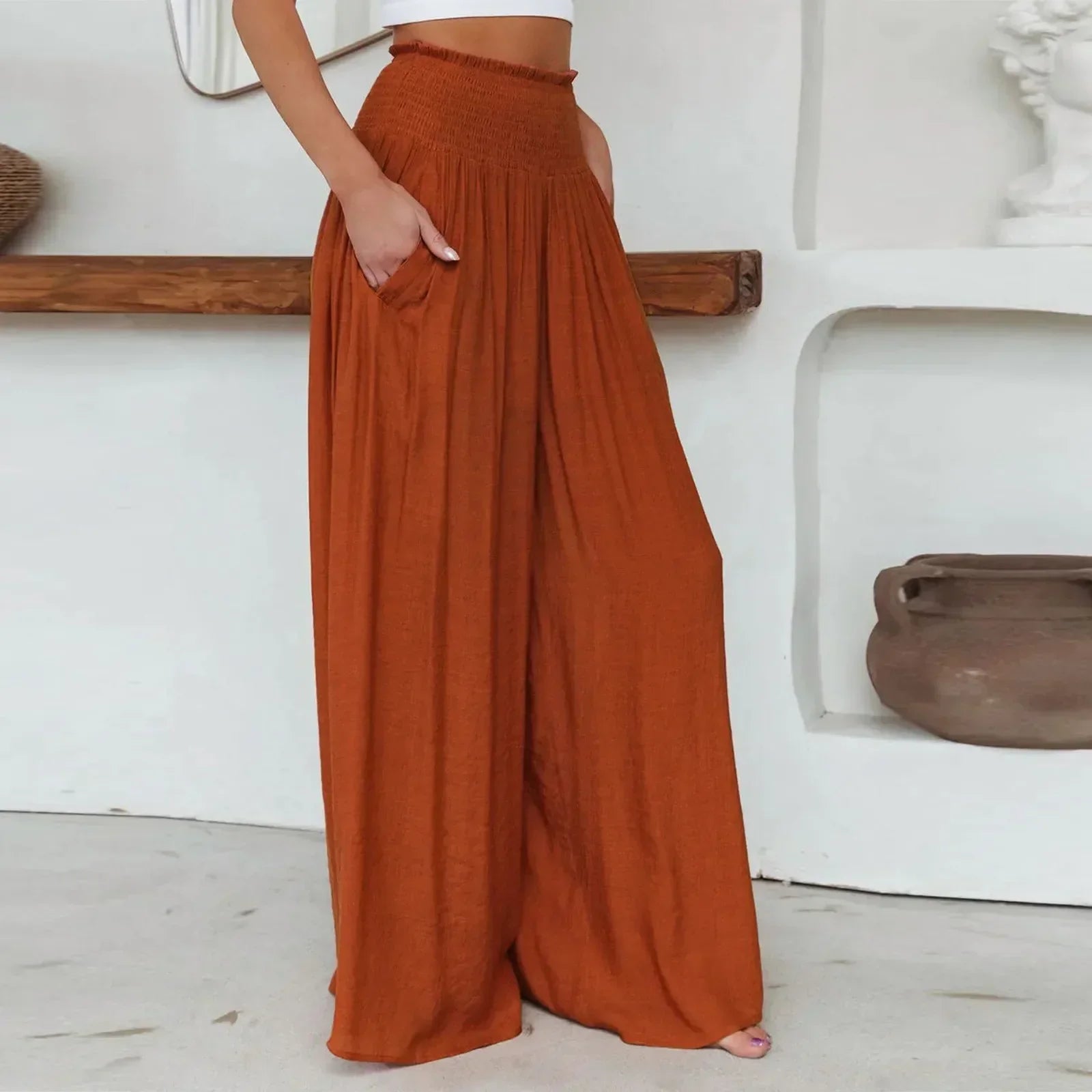 Valenzora - Elegance Unleashed: High-waisted Palazzo Perfection for Women