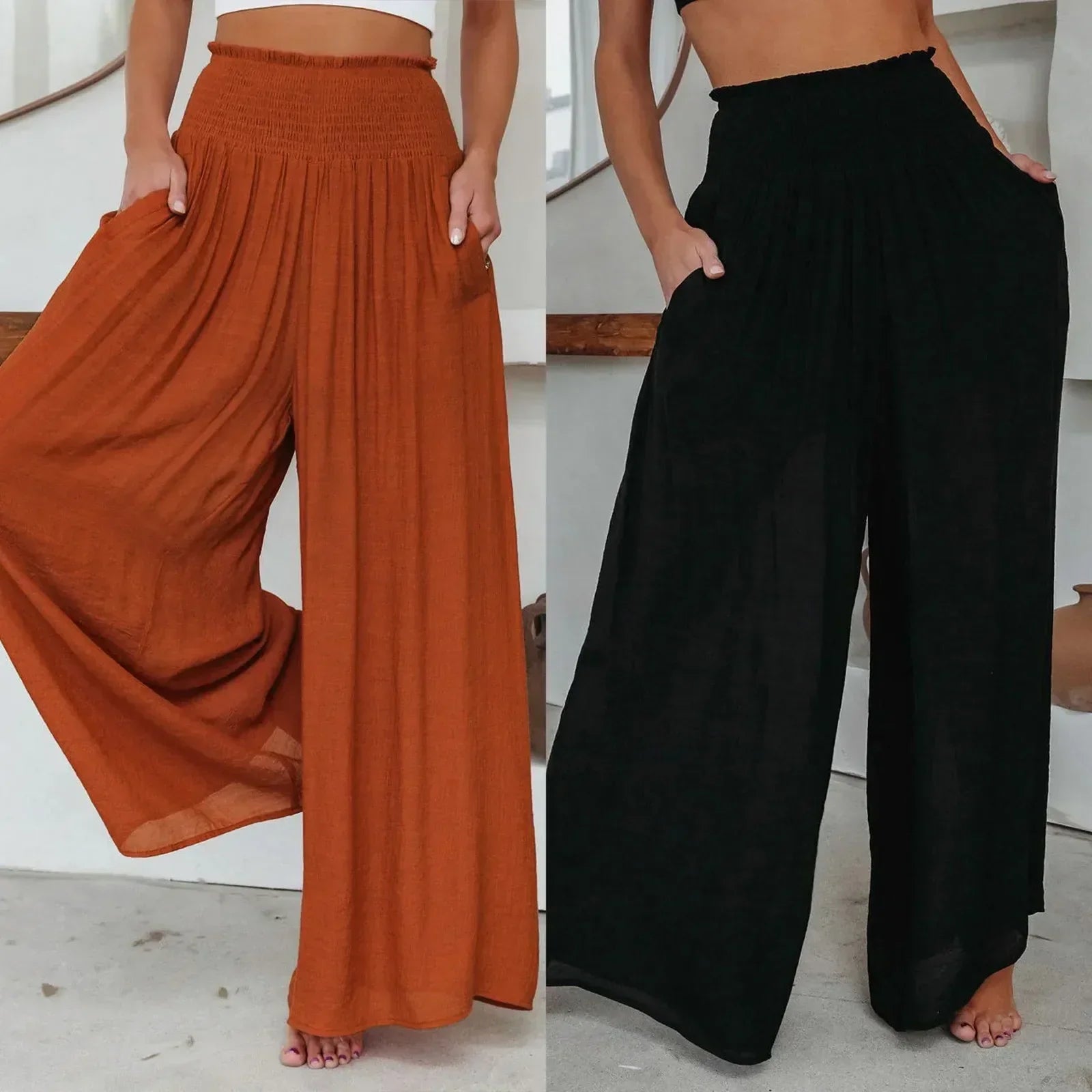 Valenzora - Elegance Unleashed: High-waisted Palazzo Perfection for Women