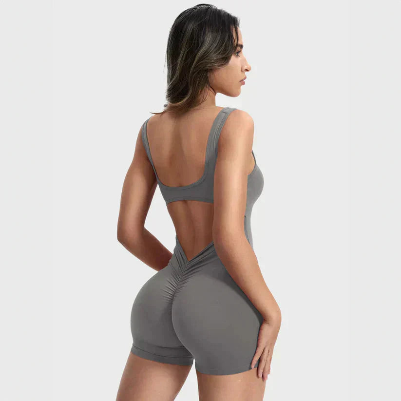 Valenzora | Ärmelloser Scrunch Bum kurzer Jumpsuit Jumpsuit Fitnesskleidung
