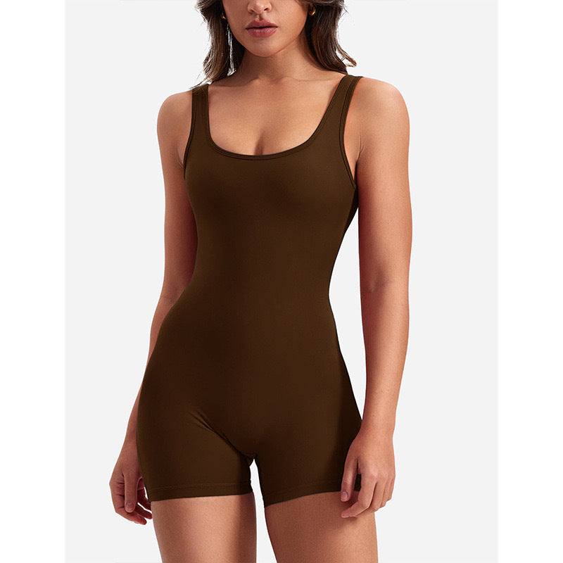 Valenzora | Ärmelloser Scrunch Bum kurzer Jumpsuit Jumpsuit Fitnesskleidung