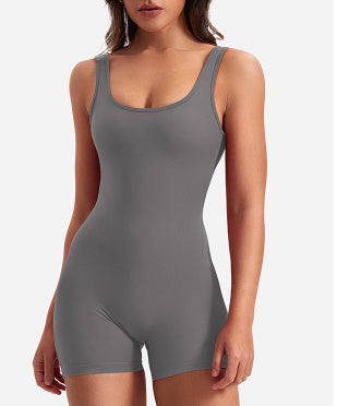 Valenzora | Ärmelloser Scrunch Bum kurzer Jumpsuit Jumpsuit Fitnesskleidung