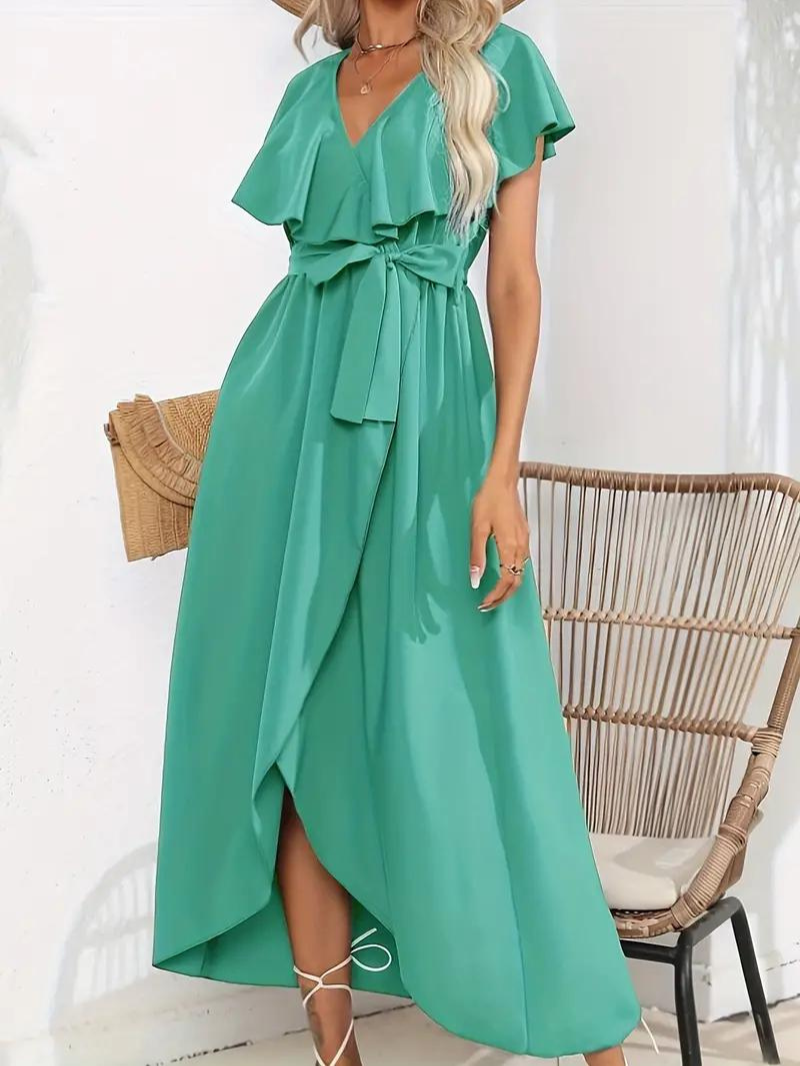 Valenzora | Fließendes, elegantes V-Ausschnitt-Kleid
