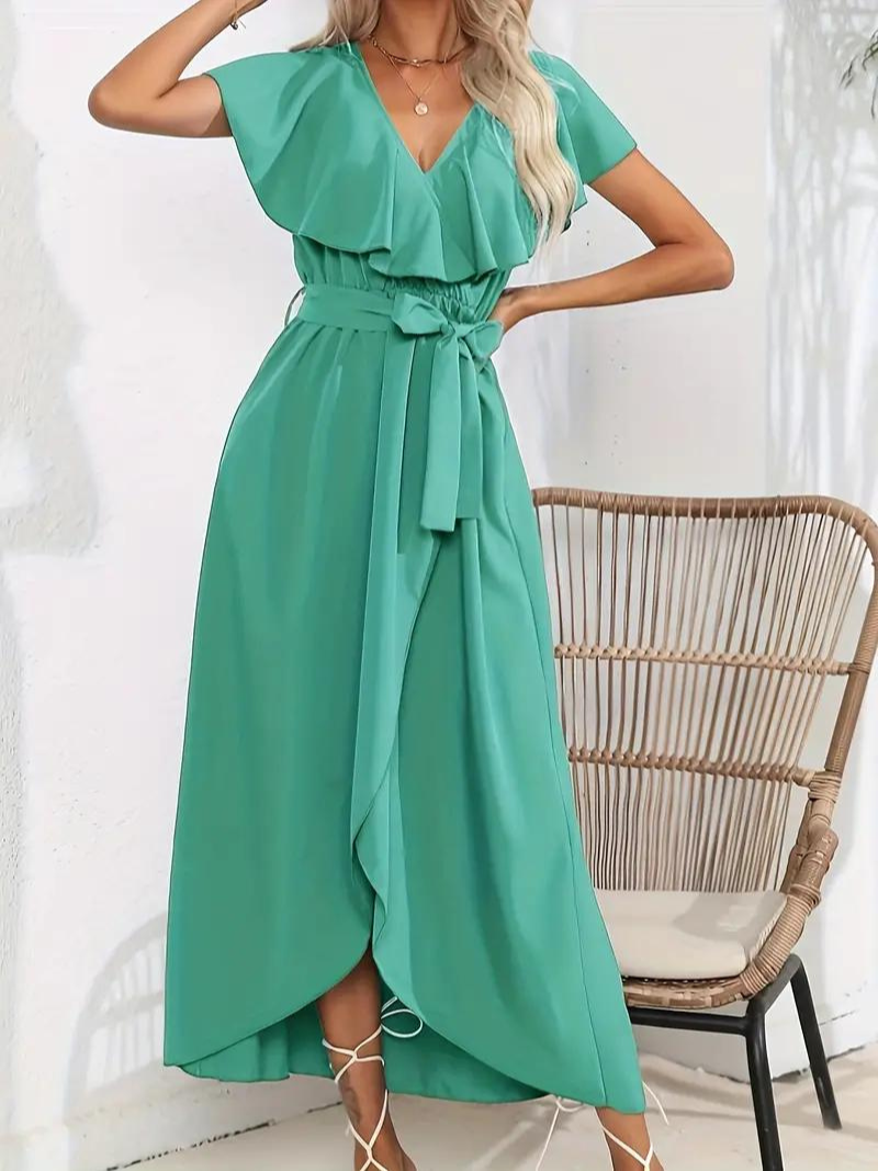 Valenzora | Fließendes, elegantes V-Ausschnitt-Kleid
