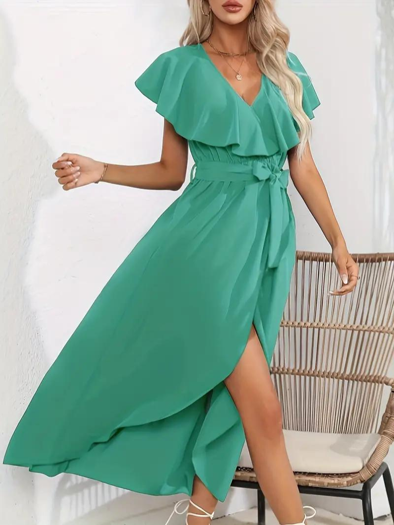 Valenzora | Fließendes, elegantes V-Ausschnitt-Kleid