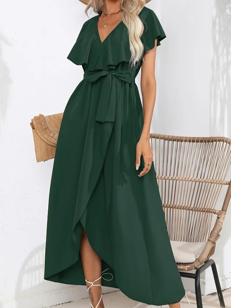 Valenzora | Fließendes, elegantes V-Ausschnitt-Kleid