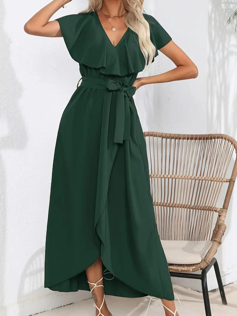 Valenzora | Fließendes, elegantes V-Ausschnitt-Kleid