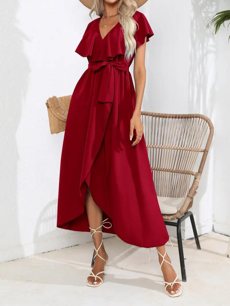 Valenzora | Fließendes, elegantes V-Ausschnitt-Kleid