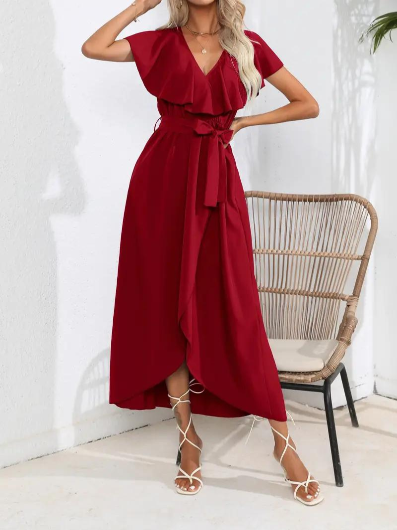 Valenzora | Fließendes, elegantes V-Ausschnitt-Kleid