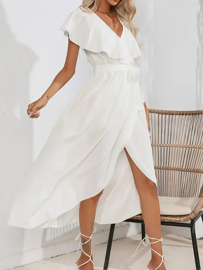 Valenzora | Fließendes, elegantes V-Ausschnitt-Kleid