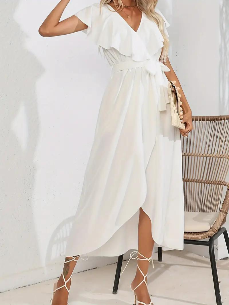 Valenzora | Fließendes, elegantes V-Ausschnitt-Kleid