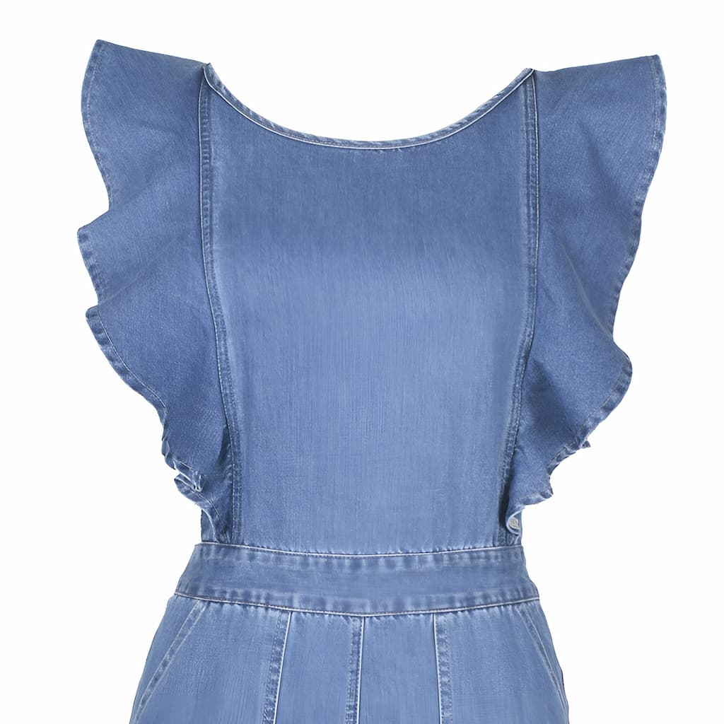 DenimDynasty™ - Denim jumpsuit with open back