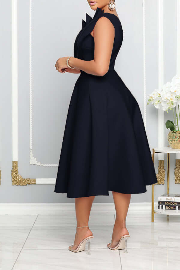 Valenzora | One-Shoulder Midikleid Elegante A-Linie Skulptierte Details Festliche Garderobe