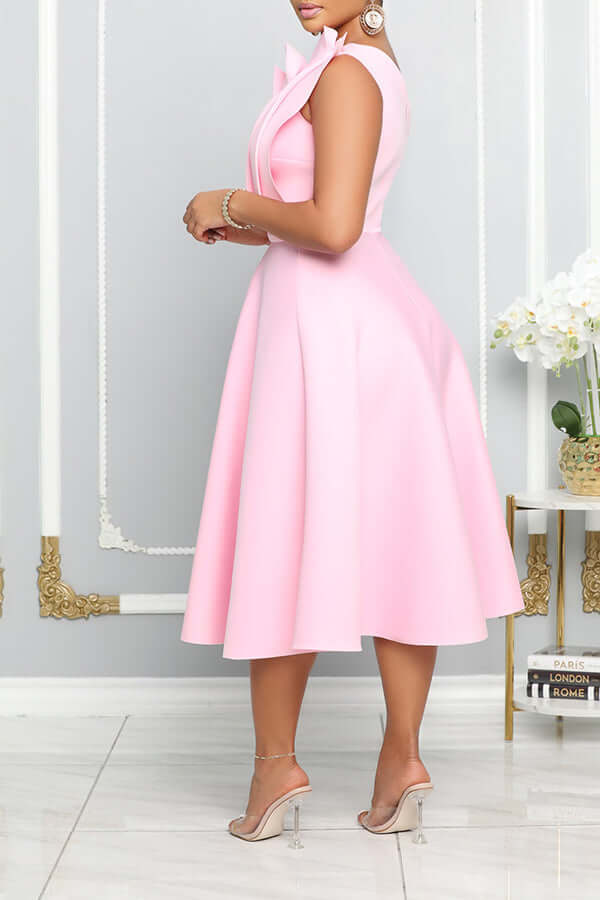 Valenzora | One-Shoulder Midikleid Elegante A-Linie Skulptierte Details Festliche Garderobe
