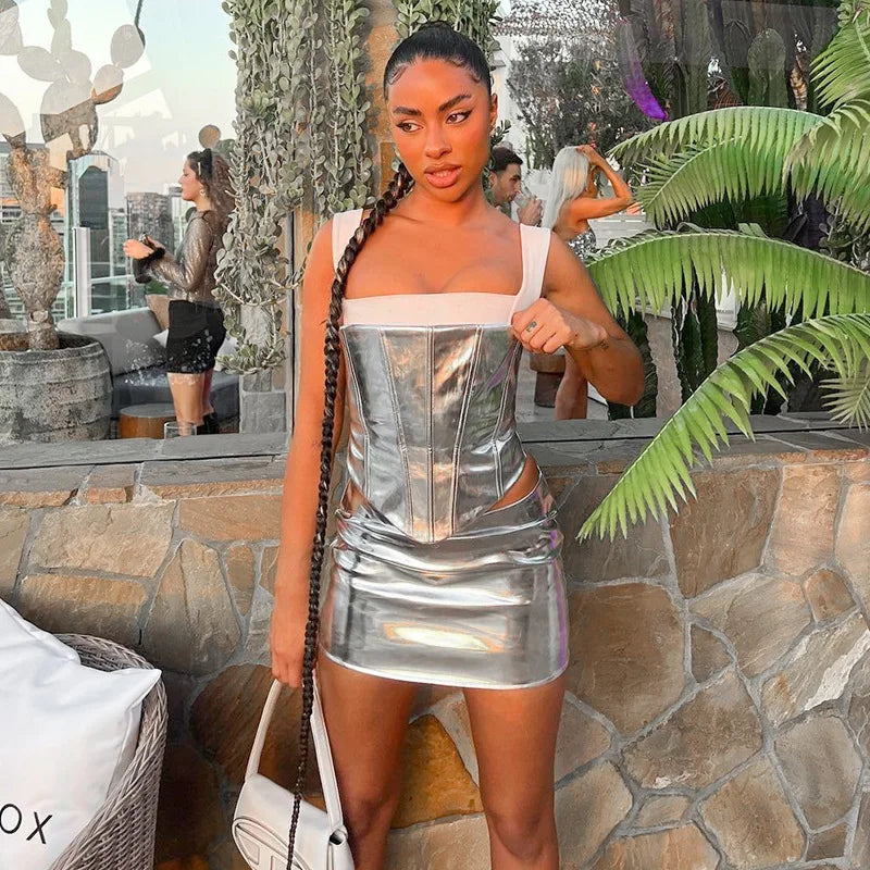 Valenzora | Shiny strapless mini dress