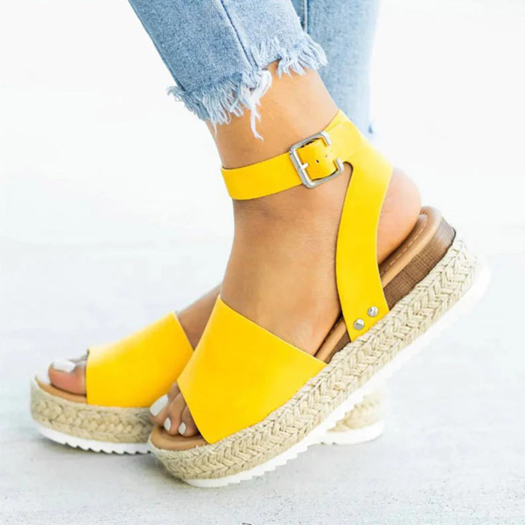 Valenzora | Plateau-Sandalen Espadrille-Sohle Verstellbarer Knöchelriemen Zehenriemen
