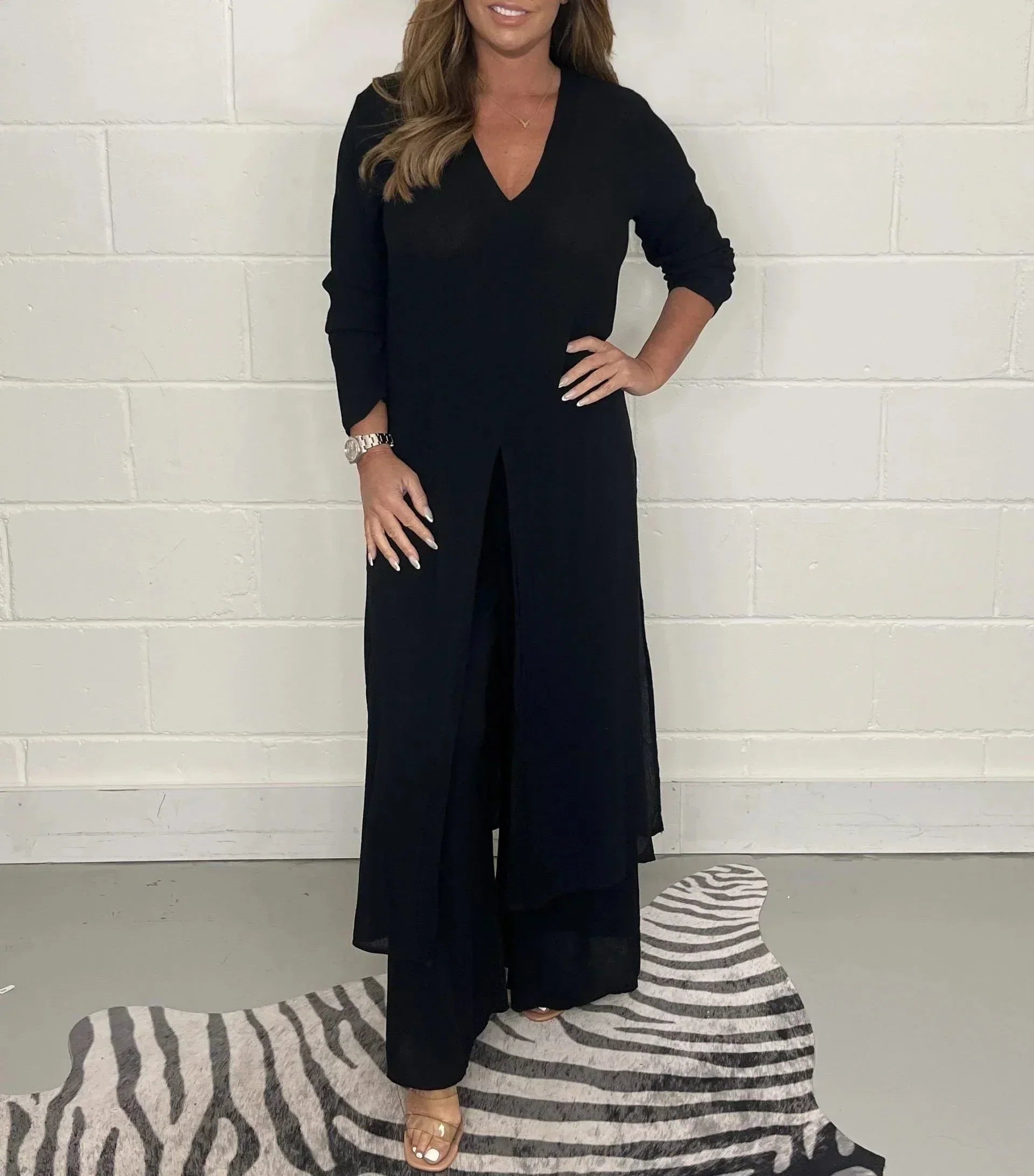 Valenzora | Set Long Sleeves Wide Leg Matching Set Women's Clothing