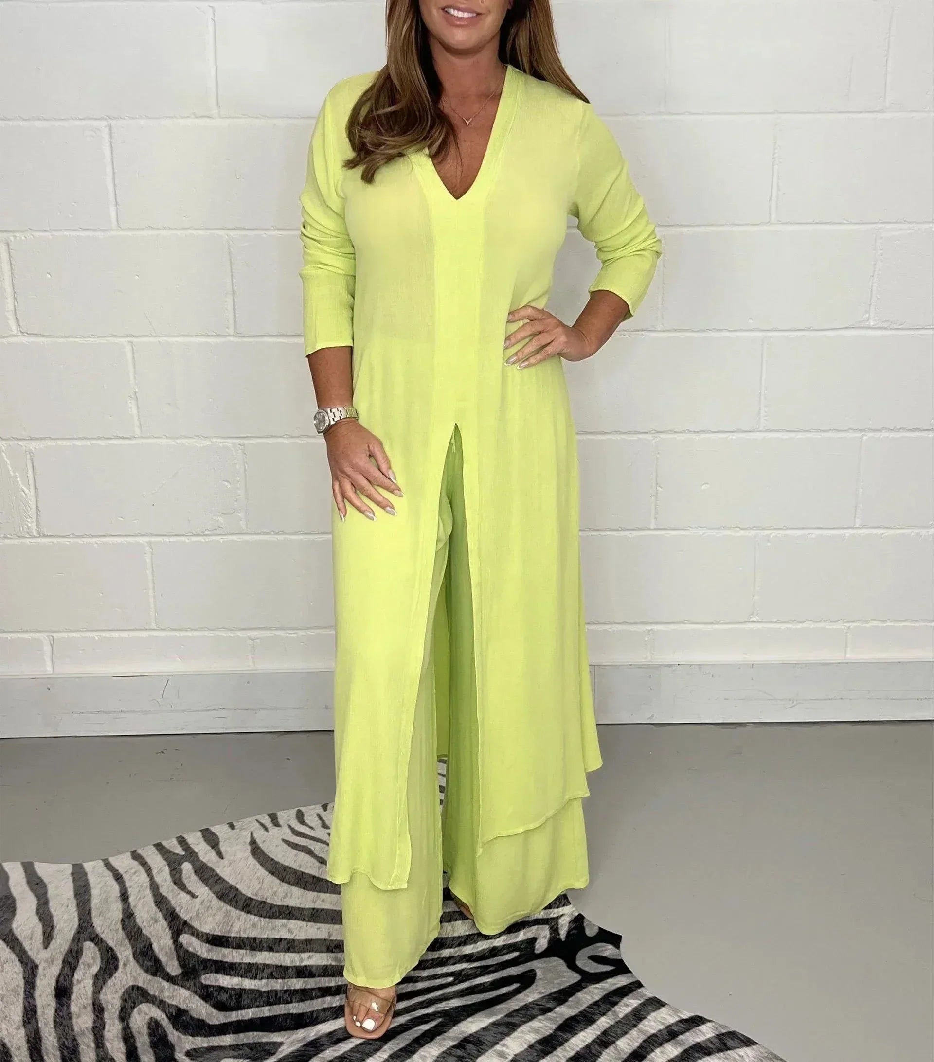 Valenzora | Set Long Sleeves Wide Leg Matching Set Women's Clothing