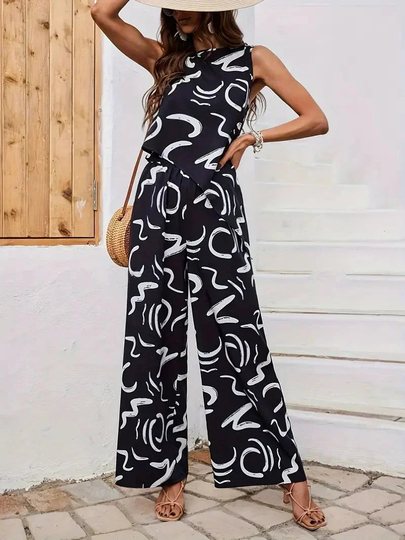 Valenzora | Wide Leg High Waist Set Matching Set Women's Clothing