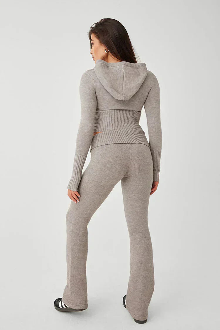Valenzora | Strickset Kapuzenjacke Strick Cardigan Strickset Loungewear für Damen