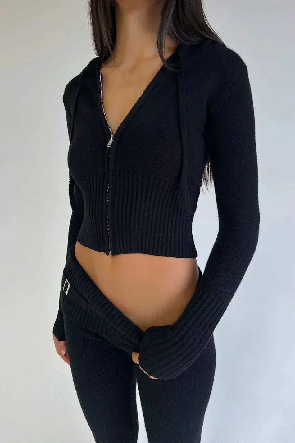 Valenzora | Strickset Kapuzenjacke Strick Cardigan Strickset Loungewear für Damen