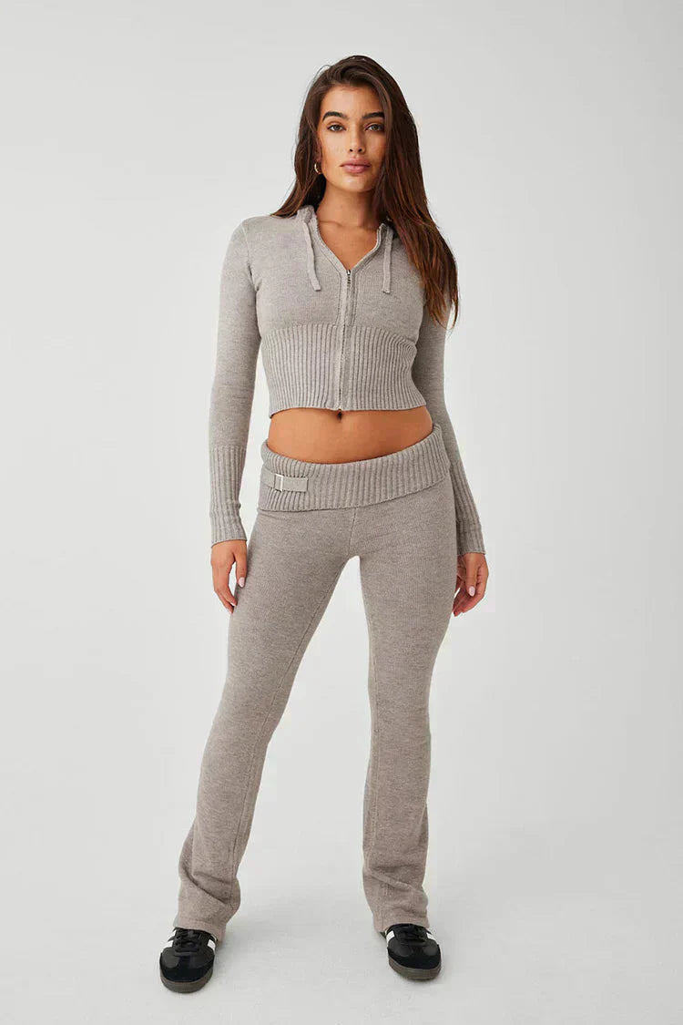 Valenzora | Strickset Kapuzenjacke Strick Cardigan Strickset Loungewear für Damen