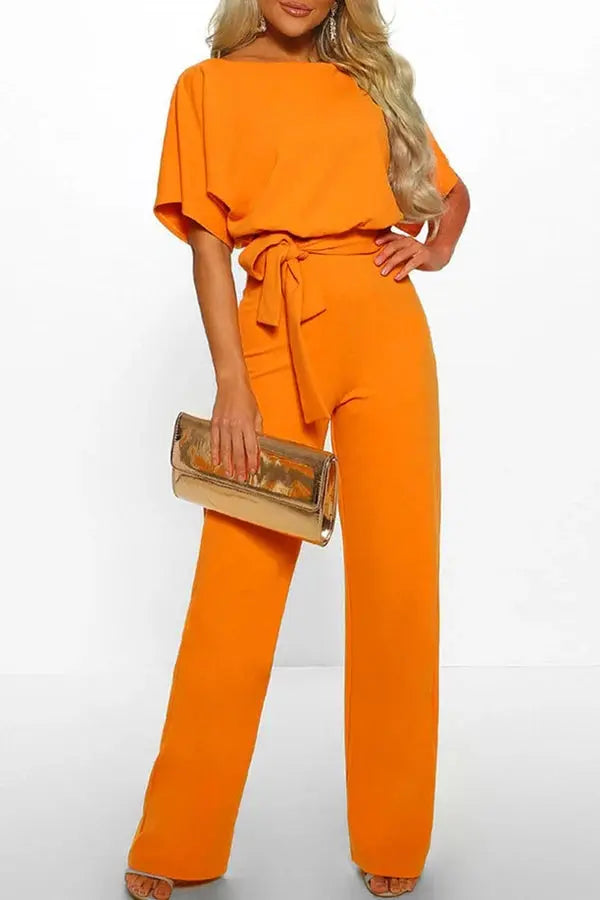 Valenzora | Elegant jumpsuit with wide legs and waist belt