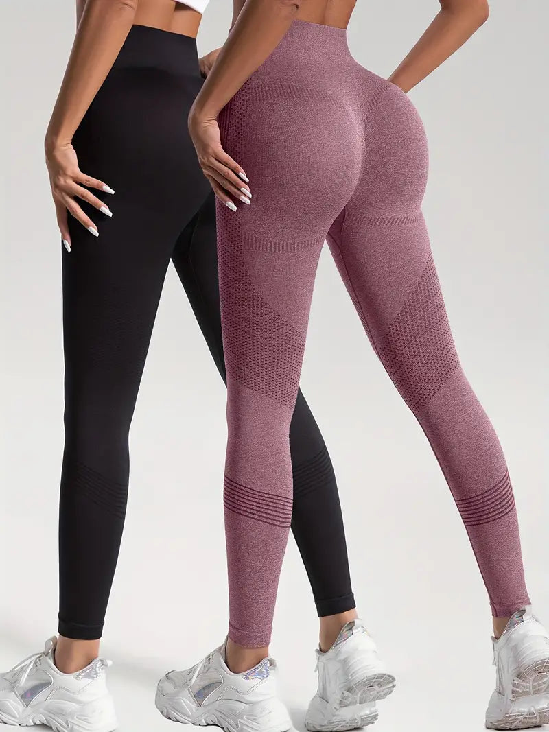 Valenzora | 2 pcs. Sports leggings for yoga and fitness. Solid color with high stretch.
