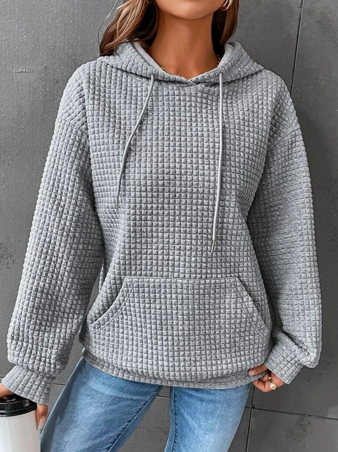 Valenzora | Damen Waffelstrick-Kapuzenpullover – Lässiger Oversize-Pullover